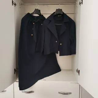 کت دامن کتان سرمه ای فری