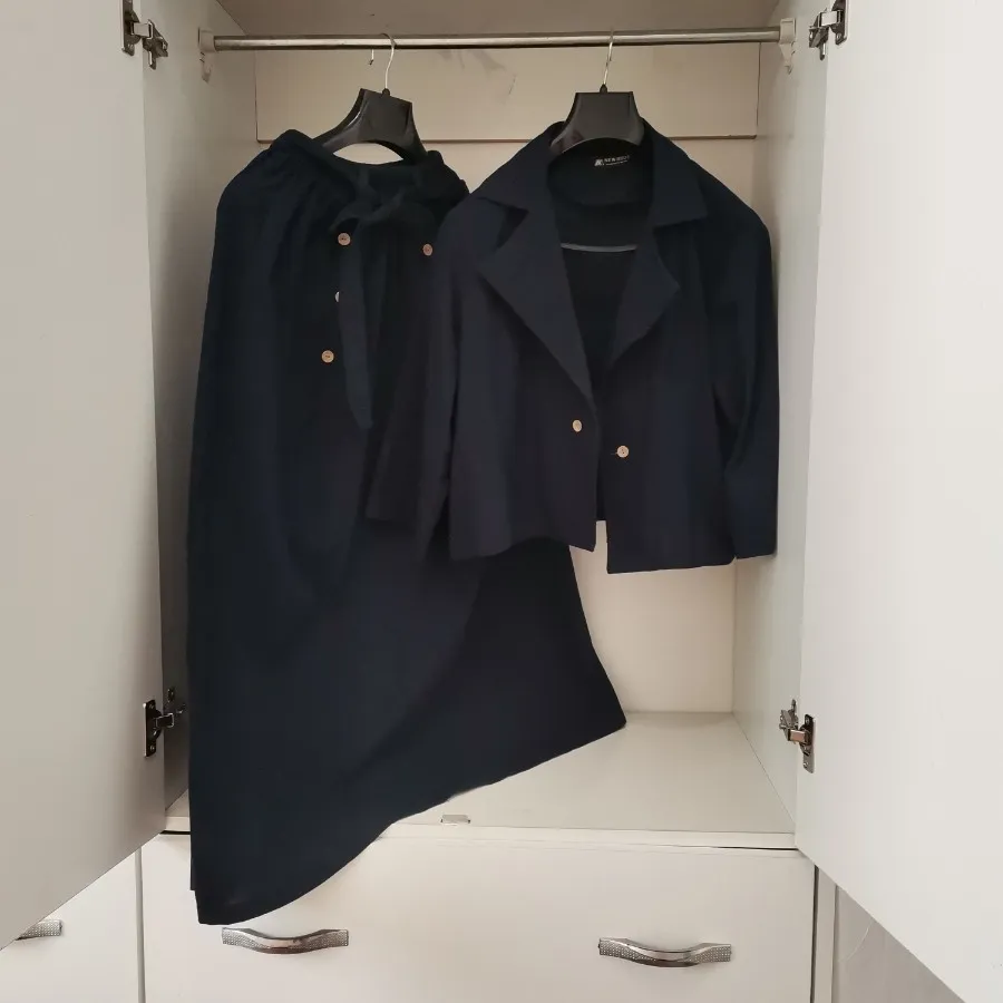 کت دامن کتان سرمه ای فری