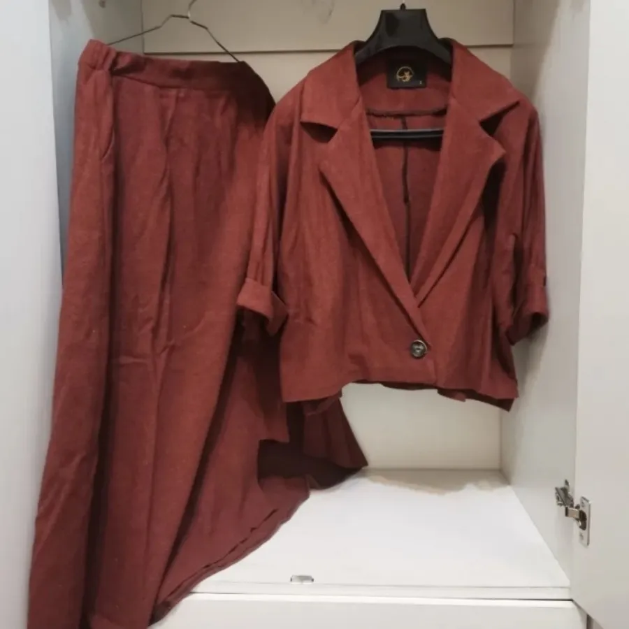 ست دوتکه فوتر کت دامن قهو