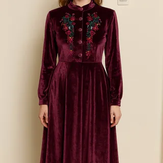 پیراهن مخمل گلدوزی