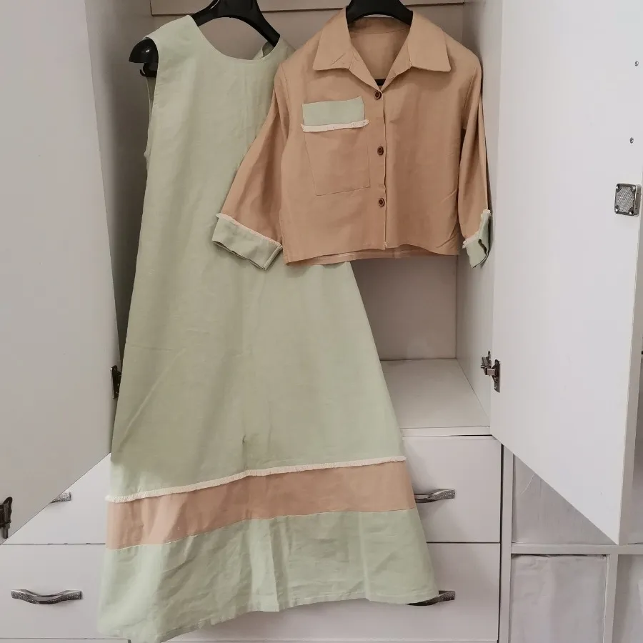 ست سارافون وکت کرم سبز نو