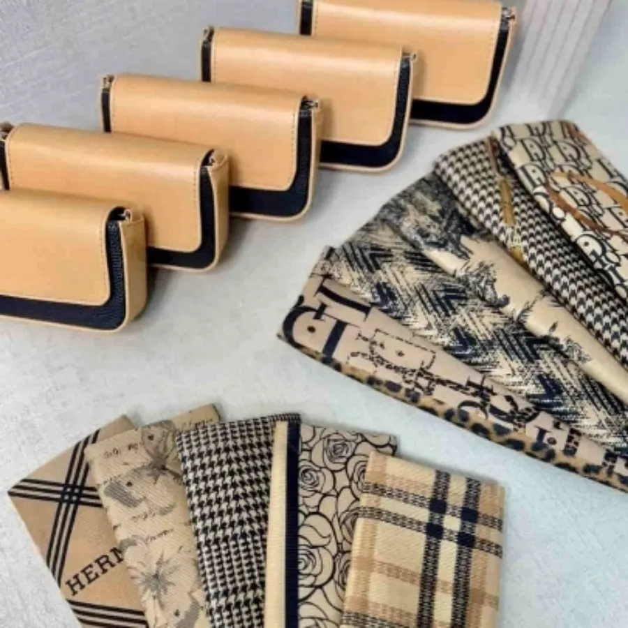 ست کیف و شال کرم مشکی