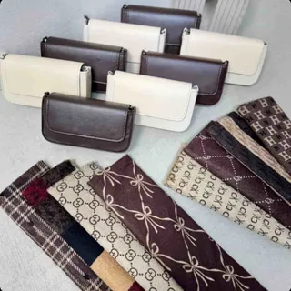 ست کیف و شال کرم قهوه ای