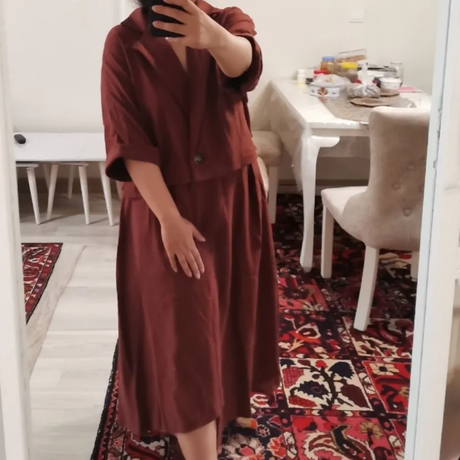 کت دامن قهوه دارچینی