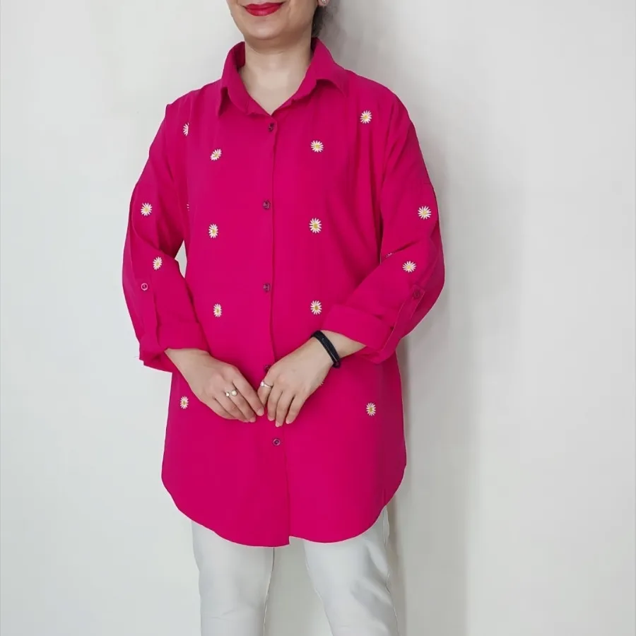 شومیز  سرخابی گلدوزی