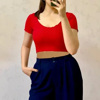 کراپ بافتنی قرمز شیک