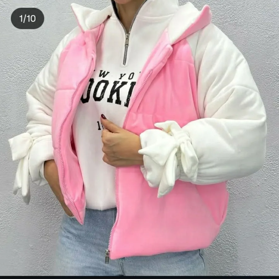 کاپشن تدی صورتی پاپیونی