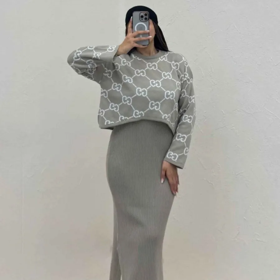 ست بافت بلوز و دامن گوچی