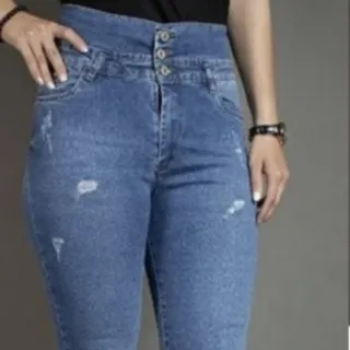 شلوار جین آبی کمی زاپ دار