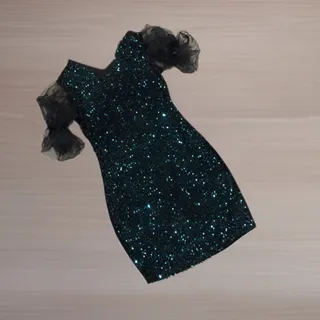 پیراهن مجلسی پولکی سبز