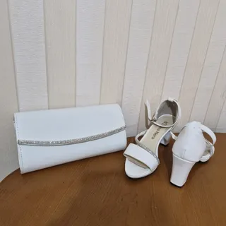 ست کیف و کفش مجلسی سفید