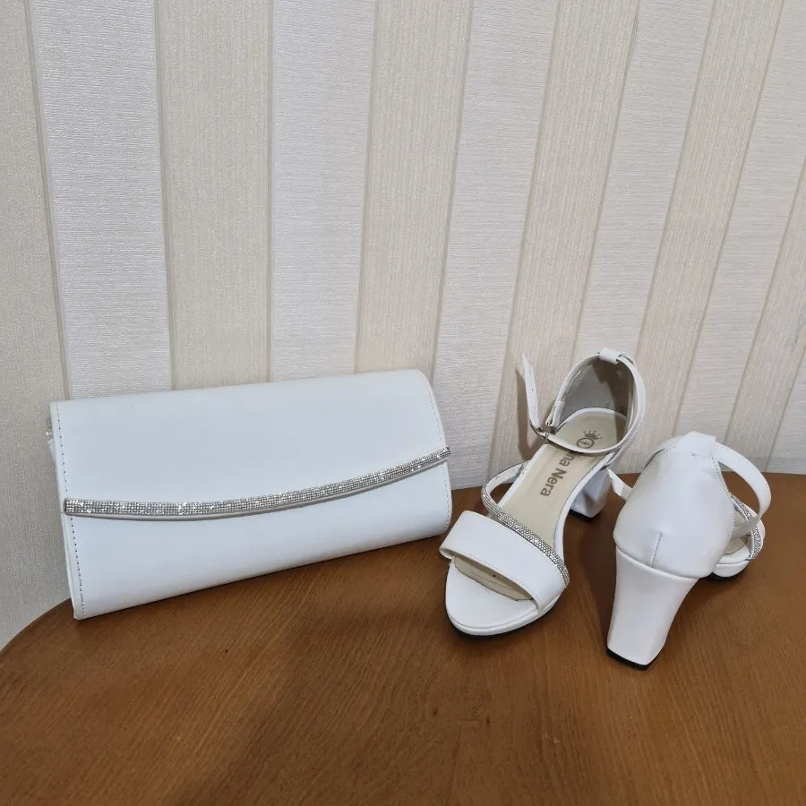 ست کیف و کفش مجلسی سفید