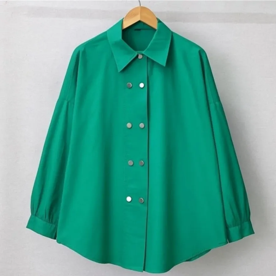 شومیز سبزکت کتان لینن فری