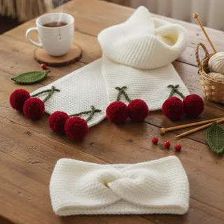 شال گردن و هدبند گیلاسی