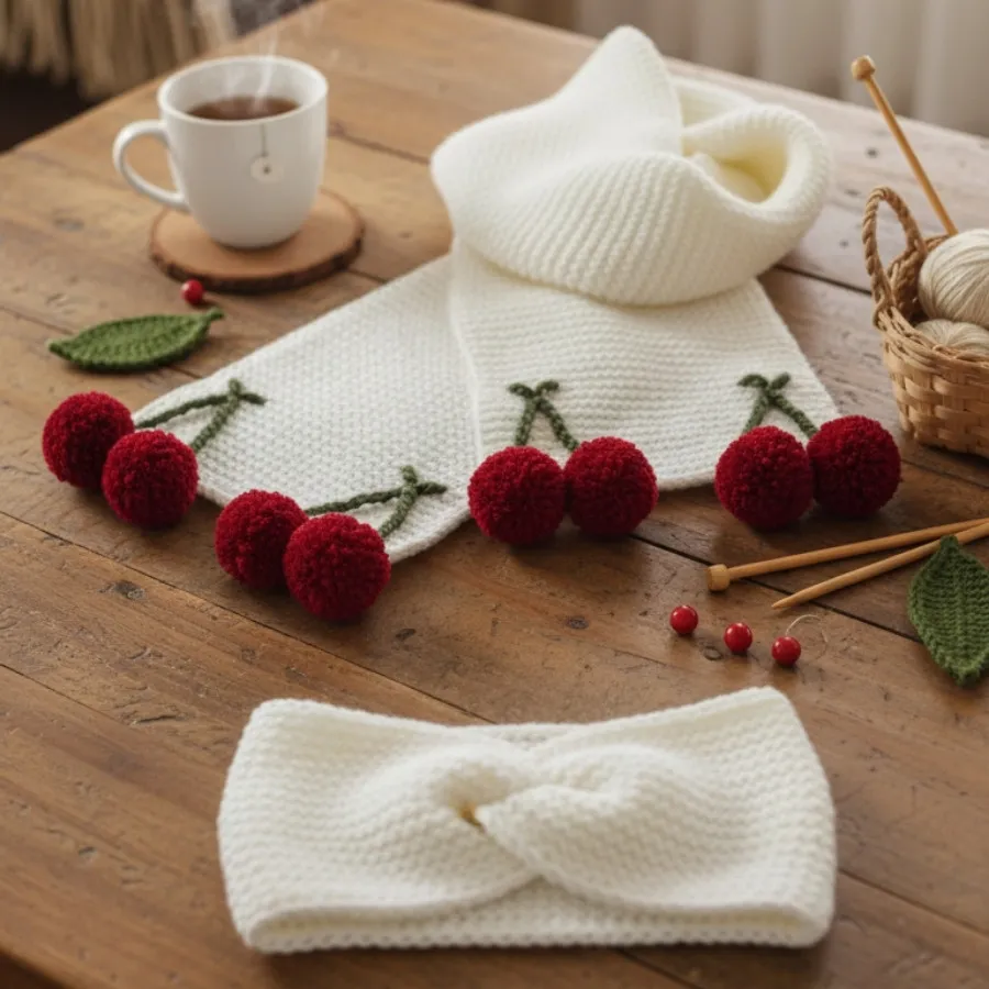 شال گردن و هدبند گیلاسی