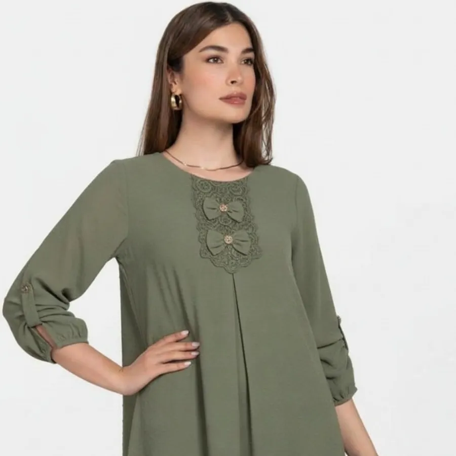 شومیز سبز پشت گیپور