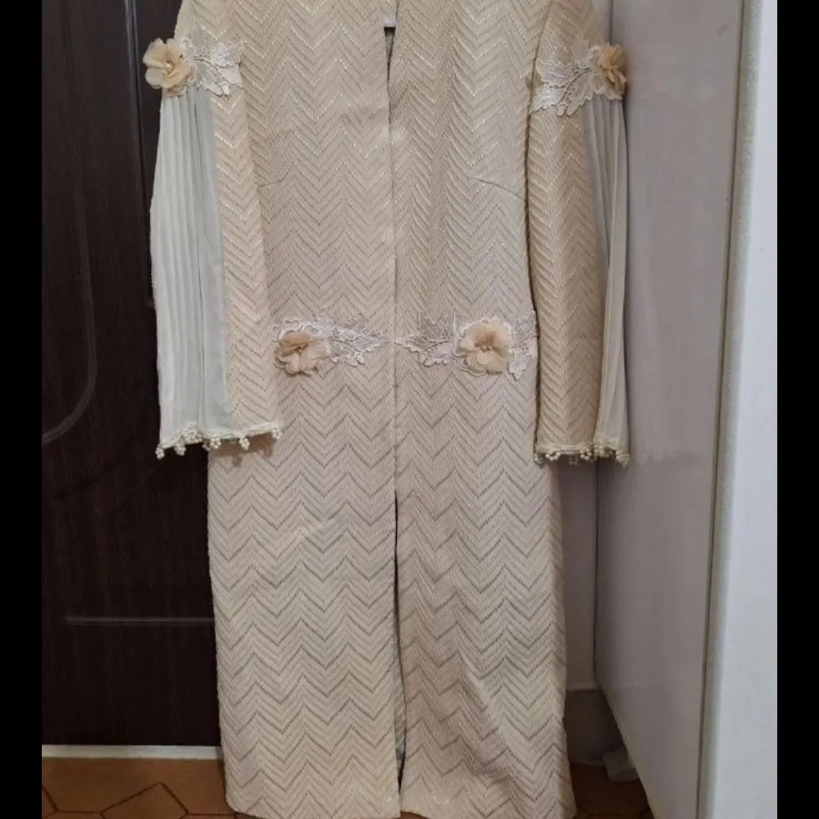 مانتو ژاکارد مروارید دوزی