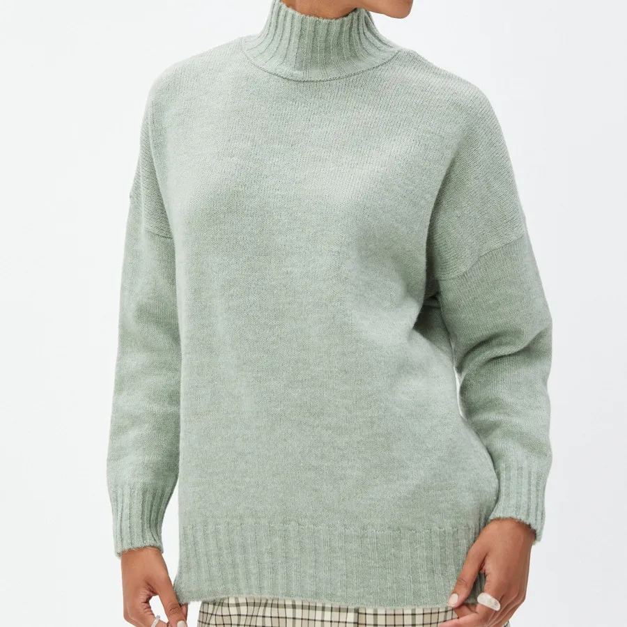 بلوز بافت سبز پاستیلی