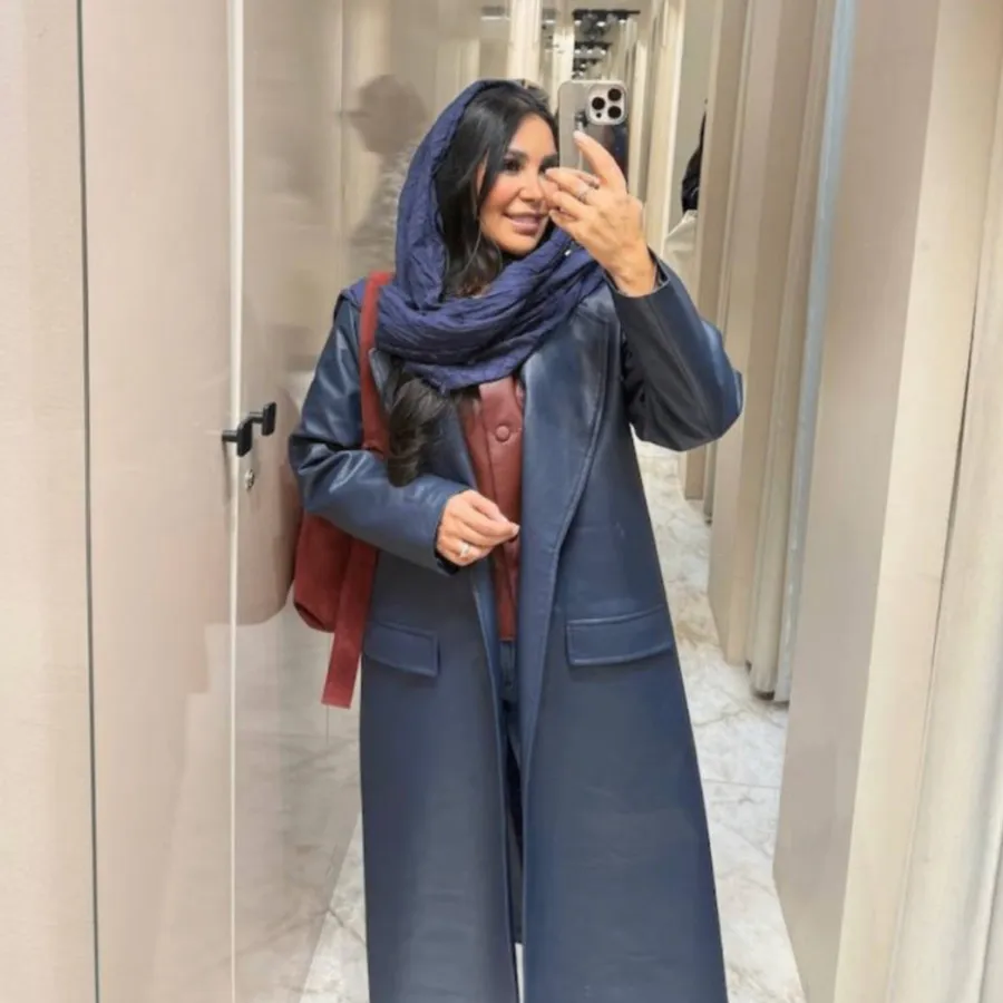 پالتو چرم بلند تمام آستر