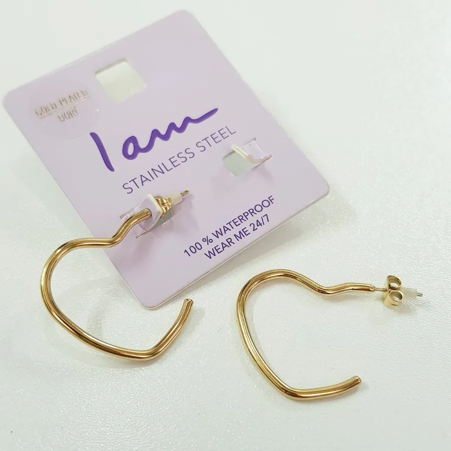 گوشواره قلبی استیل طلایی