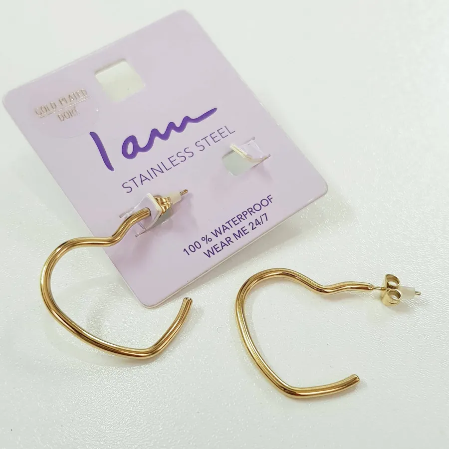 گوشواره قلب استیل طلایی