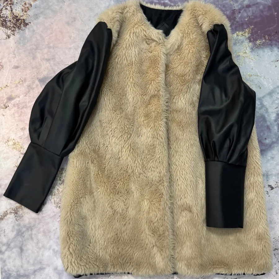 پالتو خز استین چرم