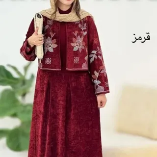 ست کت دامن مخمل گلدوزی