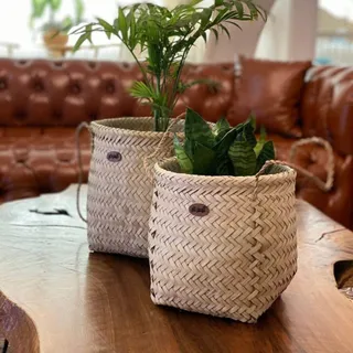 دو تا کاور گلدان حصیری