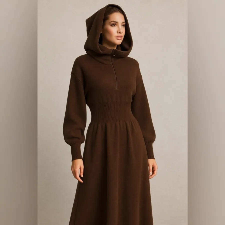 پیراهن بافت کلاه دار