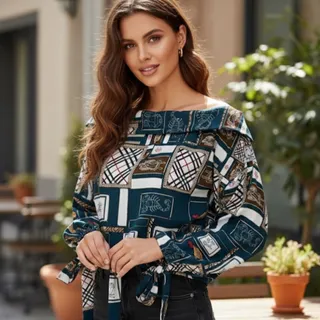 شومیز کرپ یقه قایقی