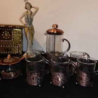 ست چایخوری پیرکس برنزی