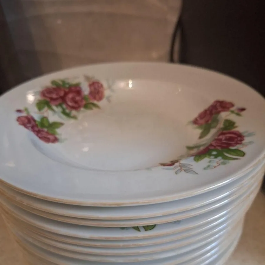 6عدد بشقاب گل سرخی قدیمی