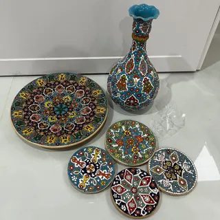 ست تنگ و بشقاب میناکاری