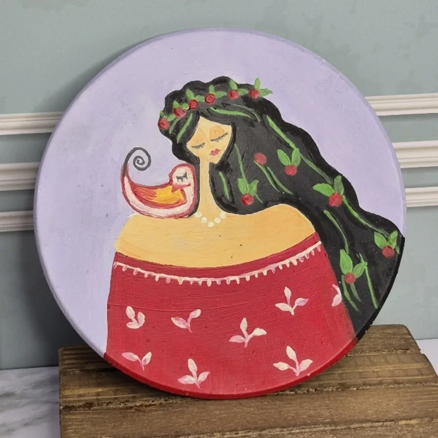 دیوار کوب دختر و مرغ