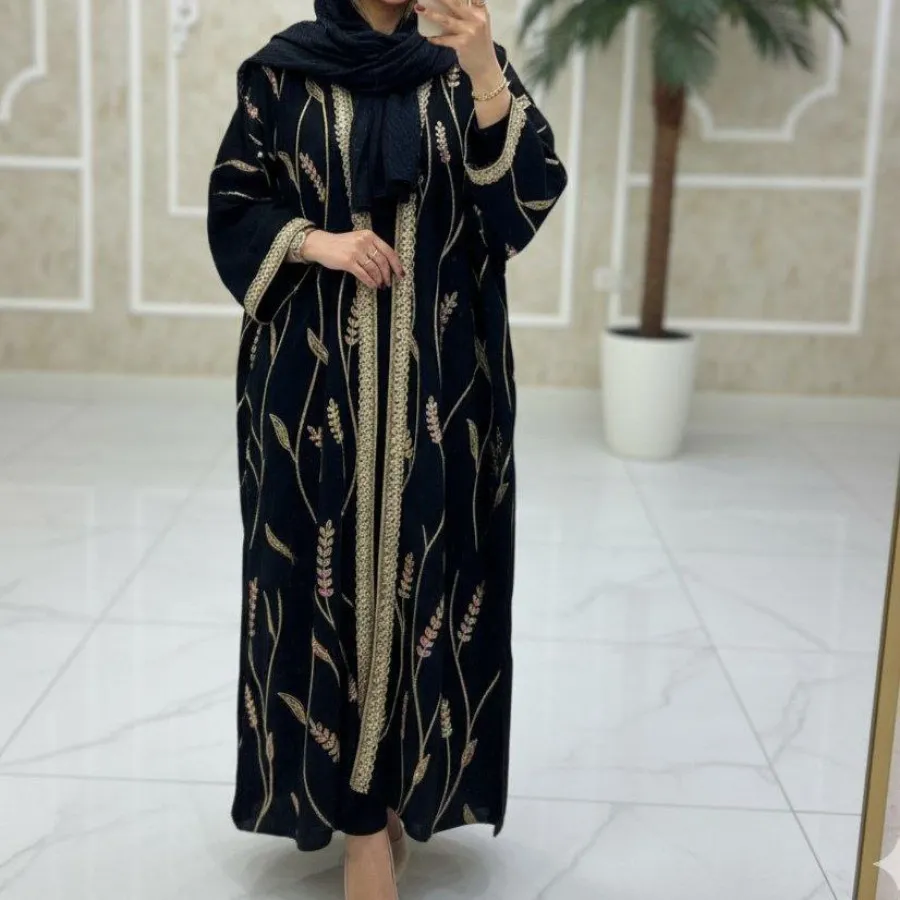 مانتو عبایی جلوباز گندمی