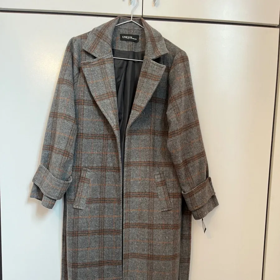 پالتو پشمی بلند چهارخانه