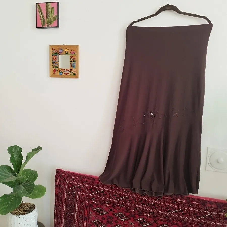 دامن ریون قهوه ای