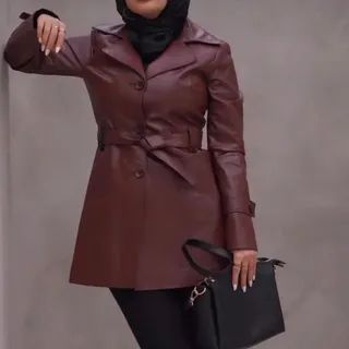 کت چرم طبیعی زرشکی