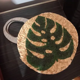 کیف حصیری دسته چوبی