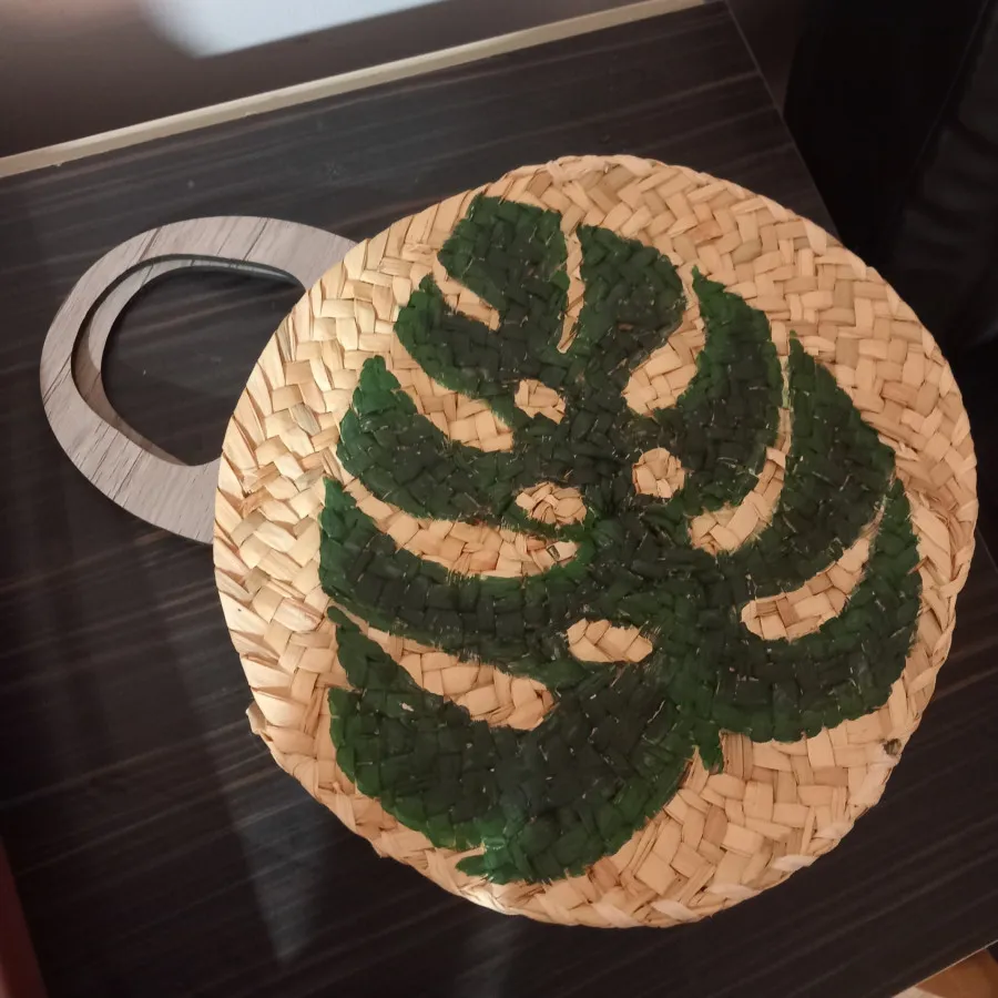 کیف حصیری دسته چوبی