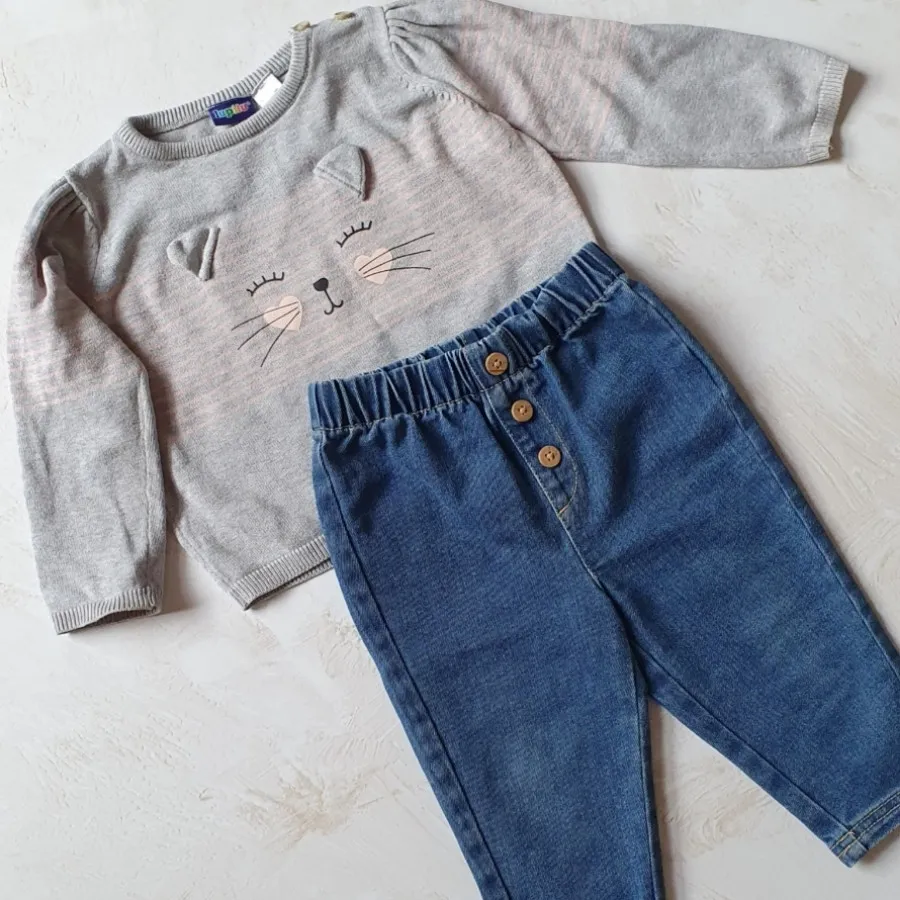 ست بلوز بافت و شلوار جین