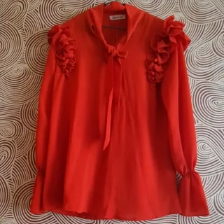 شومیز یقه کراواتی قرمز