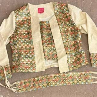 ست سه تیکه کت کراپ کمربند