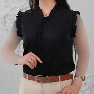 تاپ مشکی کرپ زنانه