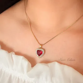 گردنبند استیل قلب سرخ