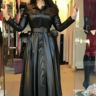 مانتو چرمی بلند