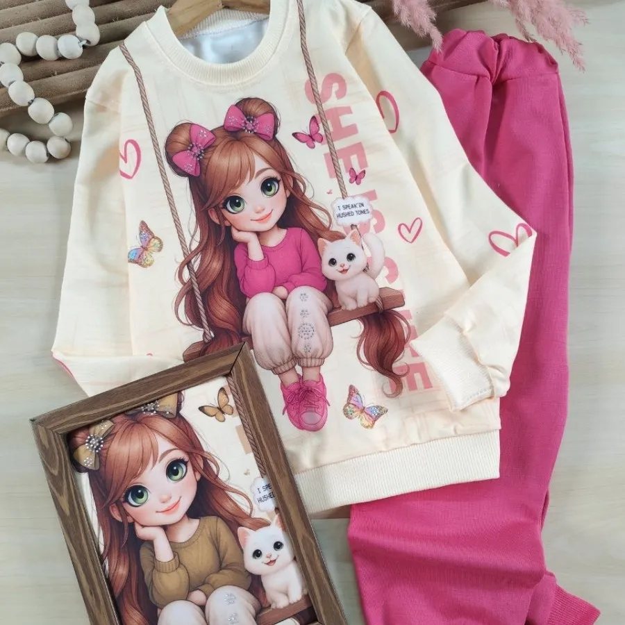 بلوز و شلوار دختر و پیشی