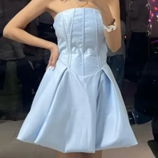 پیراهن عروسکی آبی آسمانی