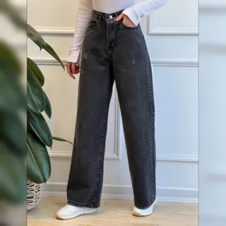 شلوار بگی جین ذغالی