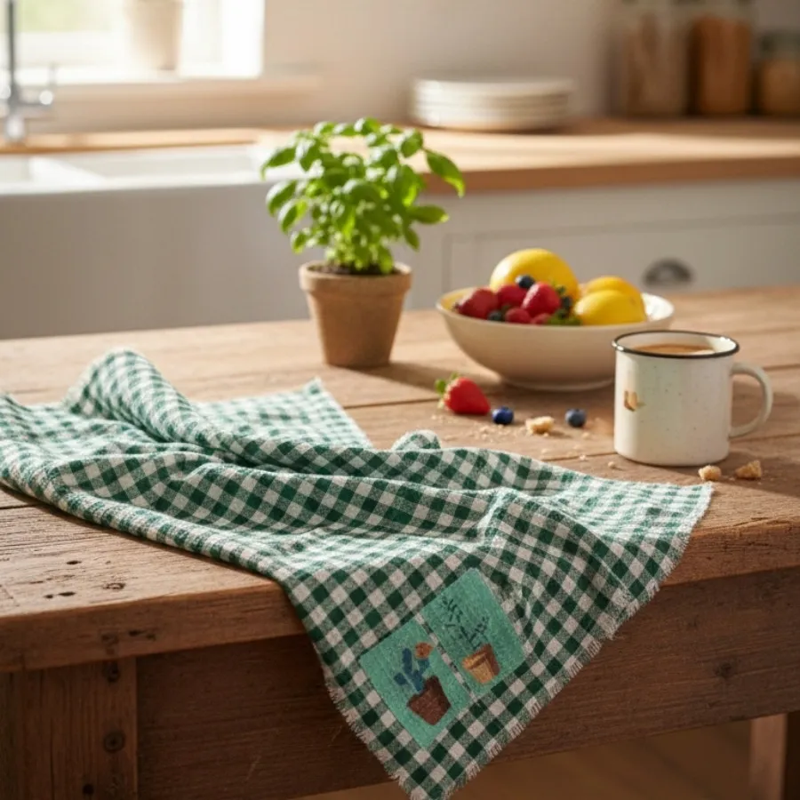 دستمال چهارخونه تیکه دوزی